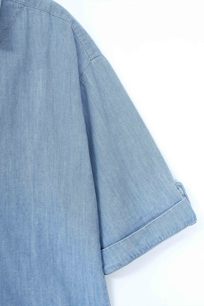Relaxed Drape Denim Shirt Light Blue