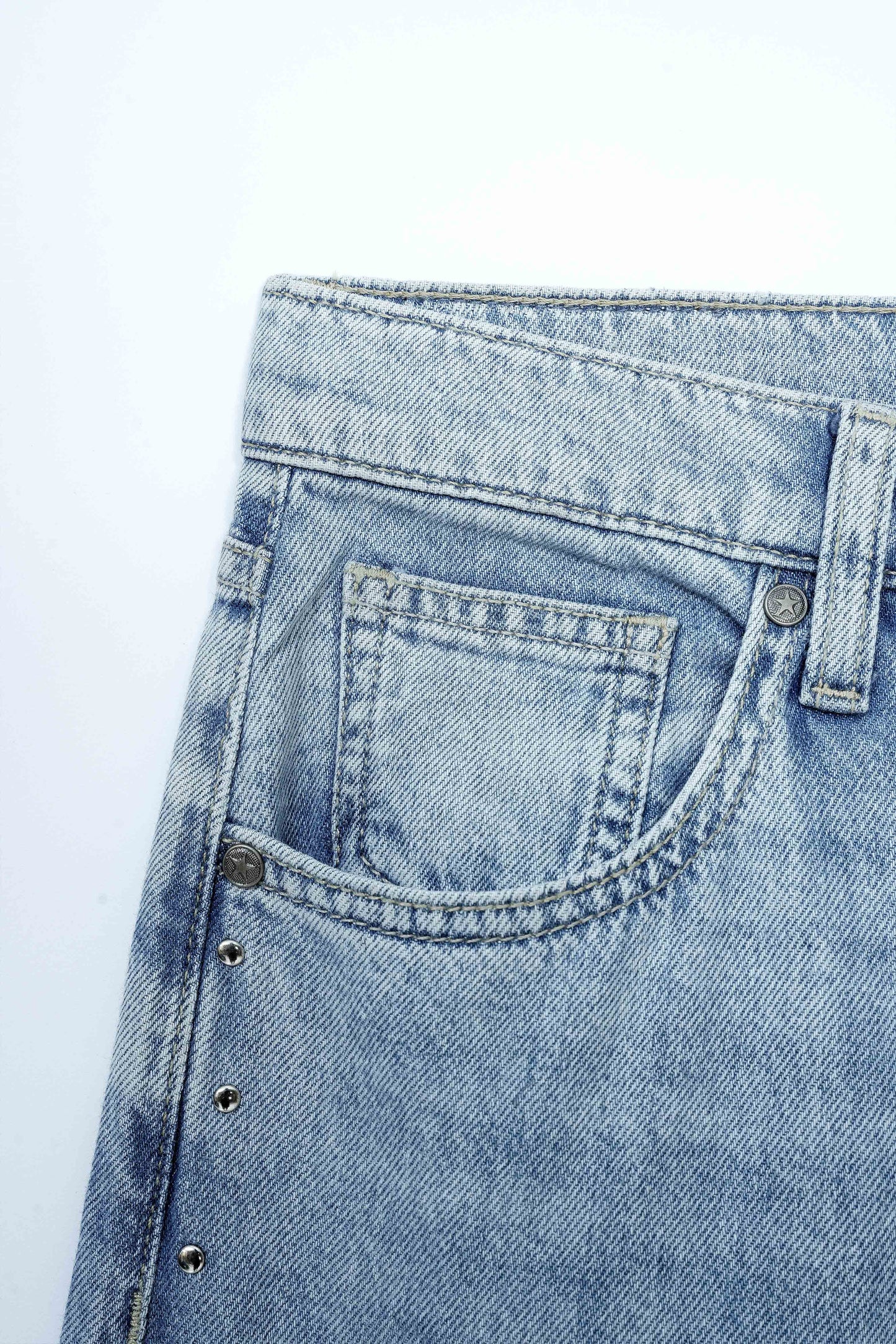 High Rise Wide Leg Stud Jeans