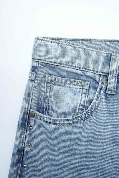 High Rise Wide Leg Stud Jeans