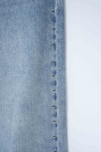 High Rise Wide Leg Stud Jeans