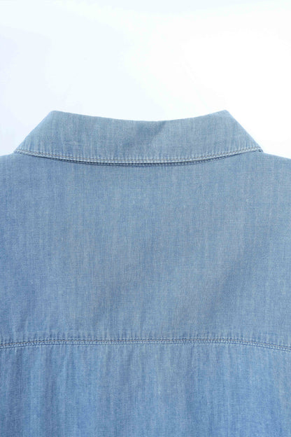 Relaxed Drape Denim Shirt Light Blue