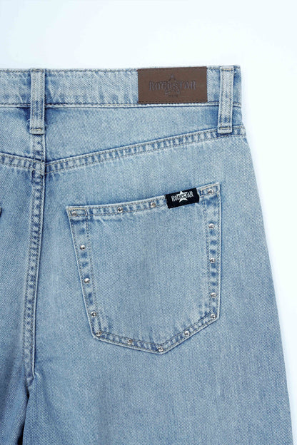 High Rise Wide Leg Stud Jeans