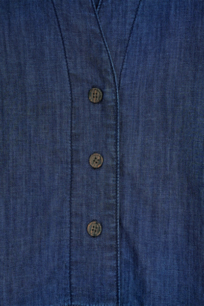 Relaxed Drape Denim Shirt Dark Blue