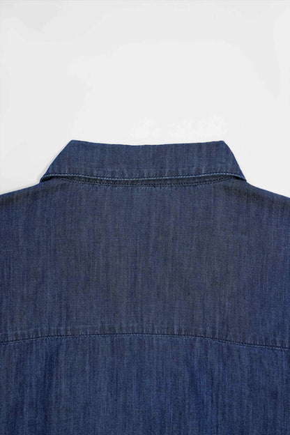 Relaxed Drape Denim Shirt Dark Blue