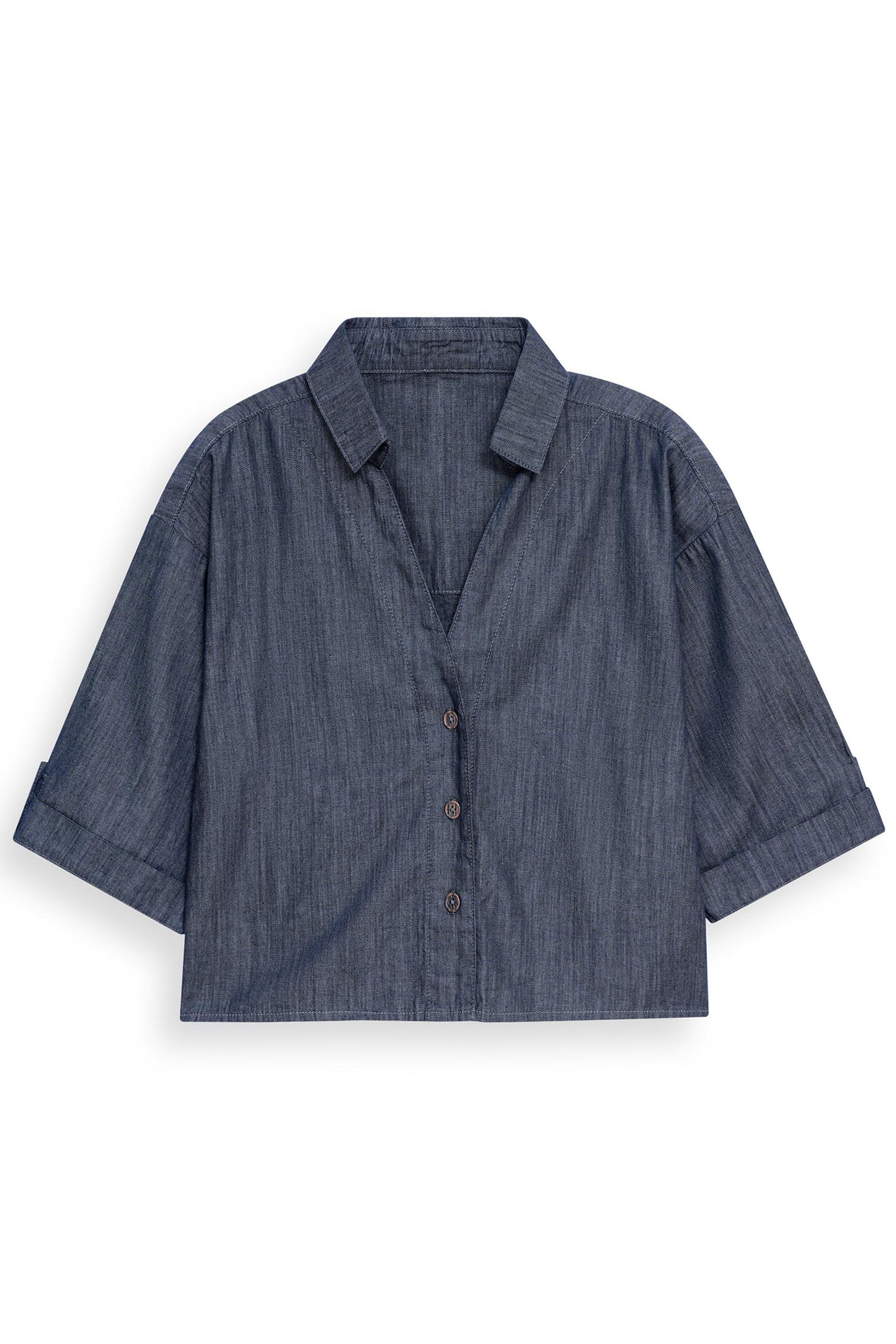 Relaxed Drape Denim Shirt Grey