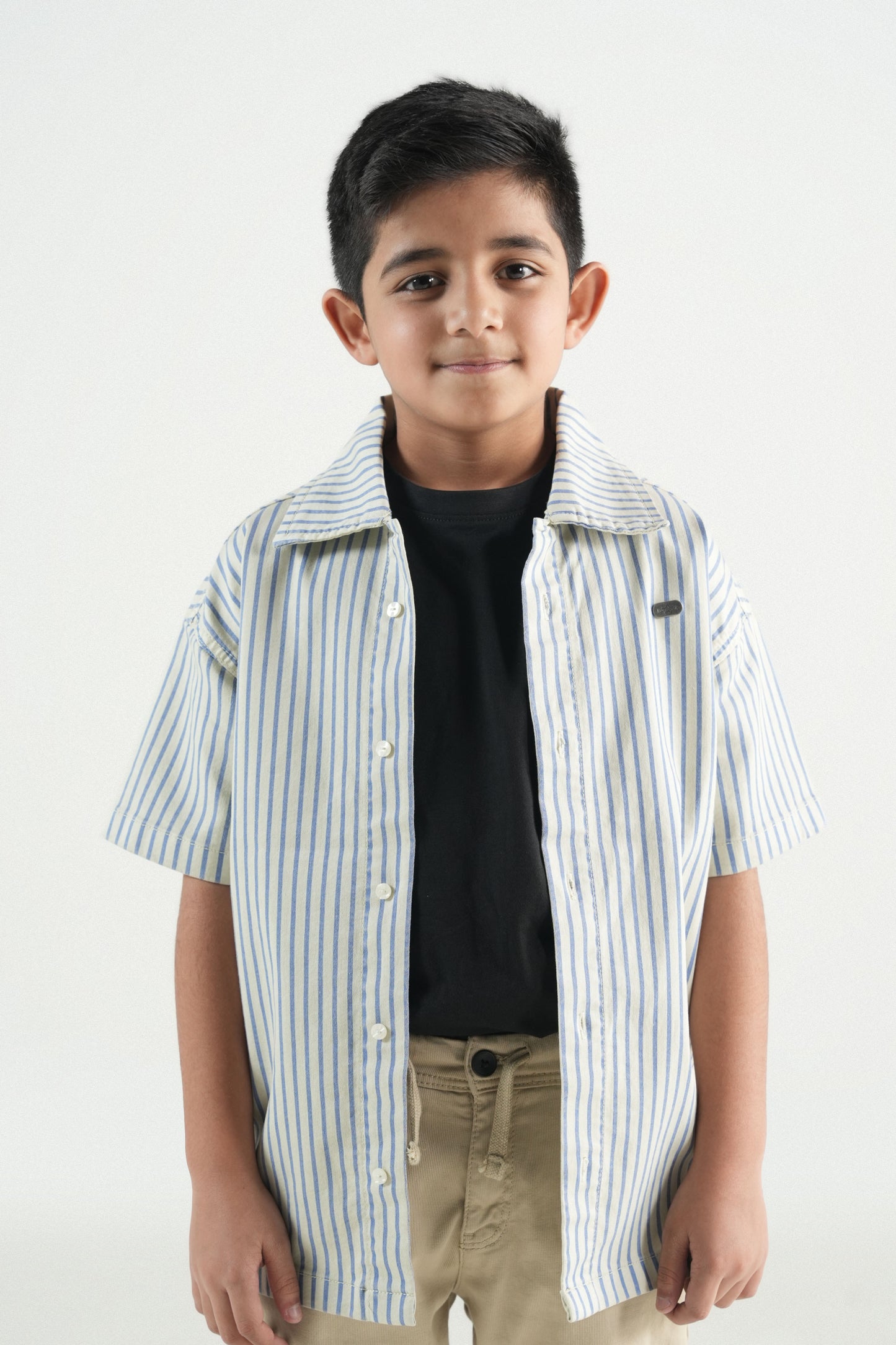 Summer Strip Button Down Shirt-Off White