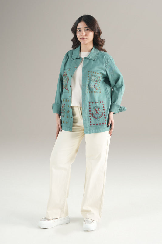 Women Truck Star  Aqua Shirt