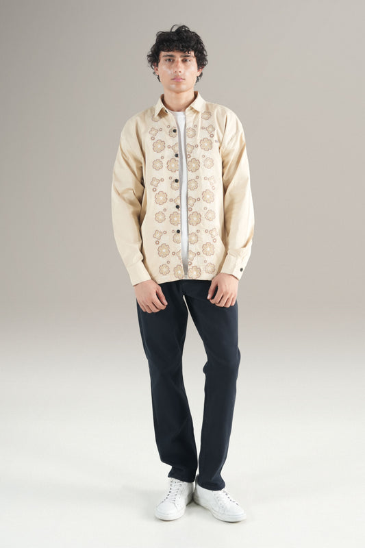 Floral Tuxedo Beige Shirt