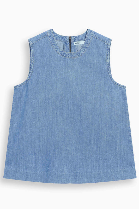 Sleeveless Denim Tank Top  Light Blue