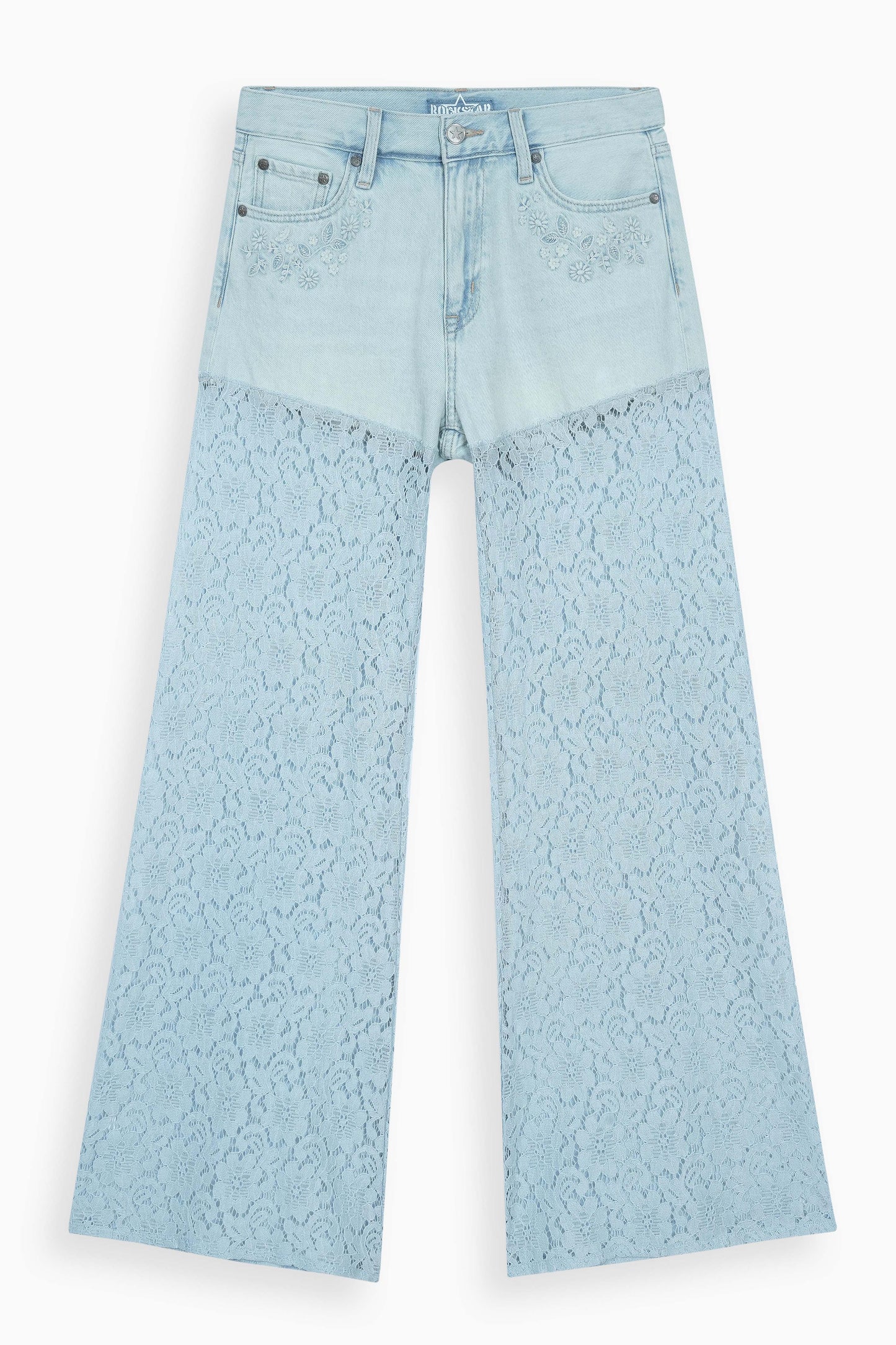 Vintage High Rise Wide Leg Lace Jeans