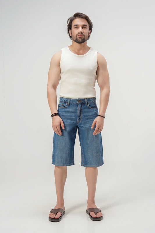 Dark Blue Baggy Denim Shorts