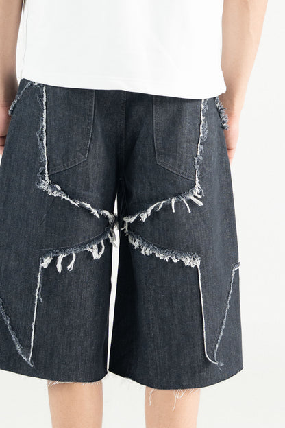Star Patch Jorts Grey