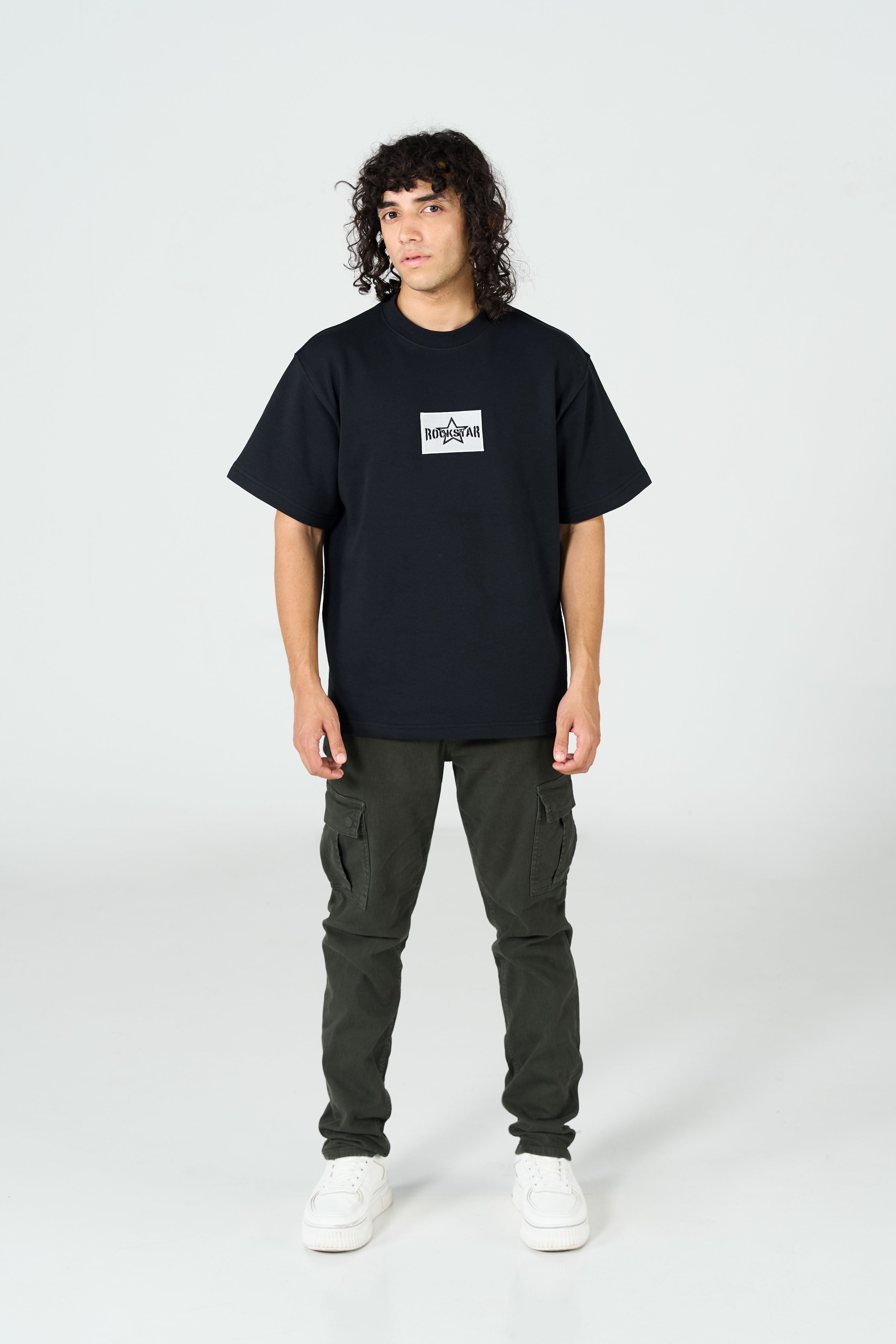 Drop Shoulder Black Tee