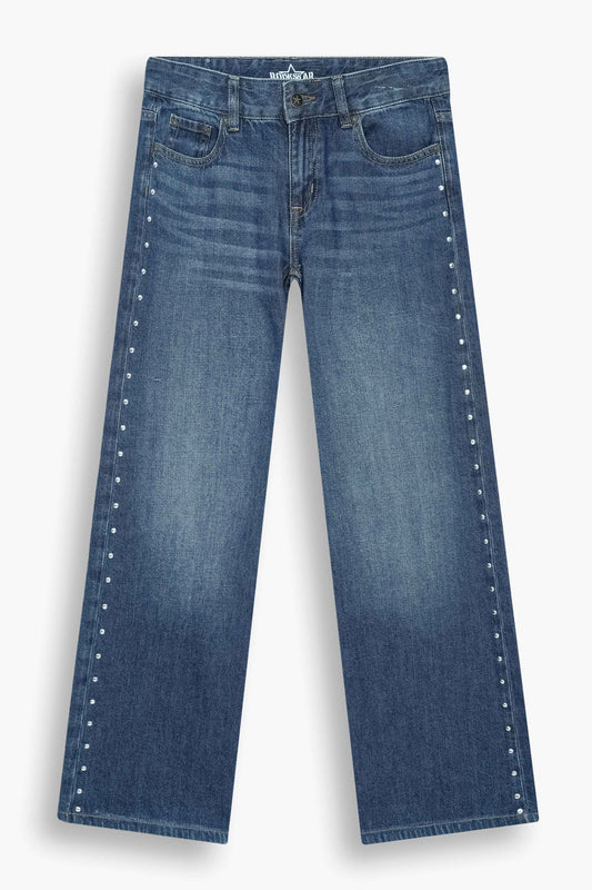 Mid Rise Wide Leg Stud Jeans