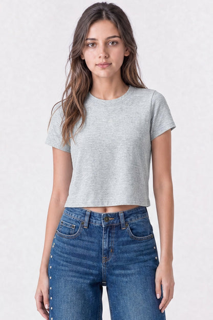 Cropped Short Sleeve T-Shirt Ash Grey