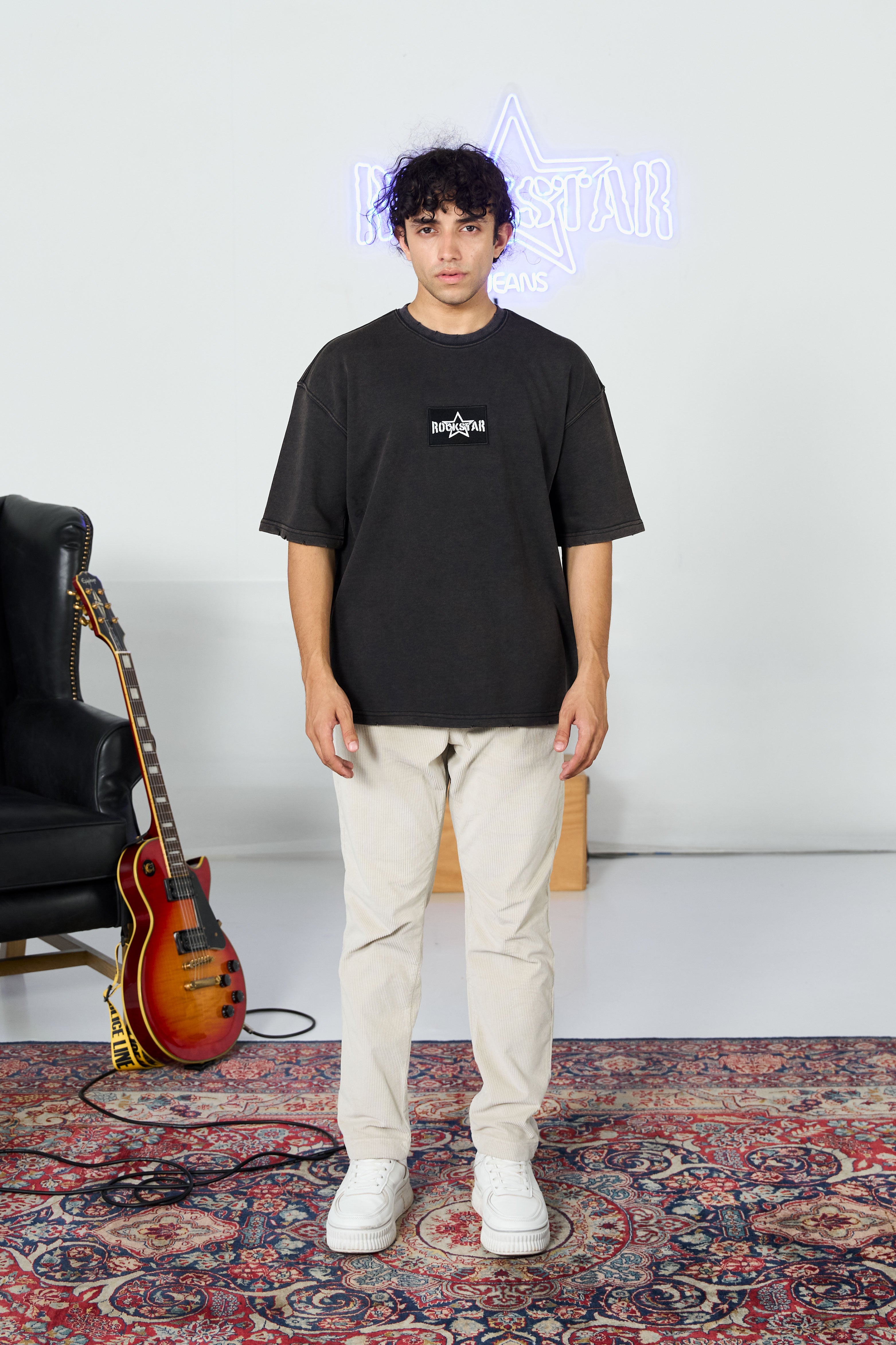 Drop Shoulder Charcoal Acid Tee