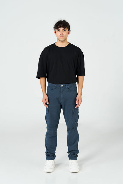 Navy Stretch Cargo shop at rockstar jeans