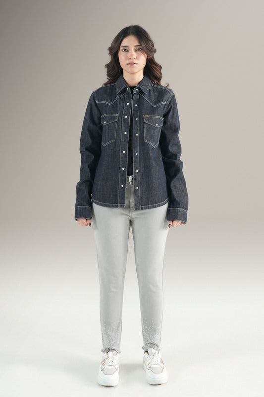 Embrioded Denim Western Shirt