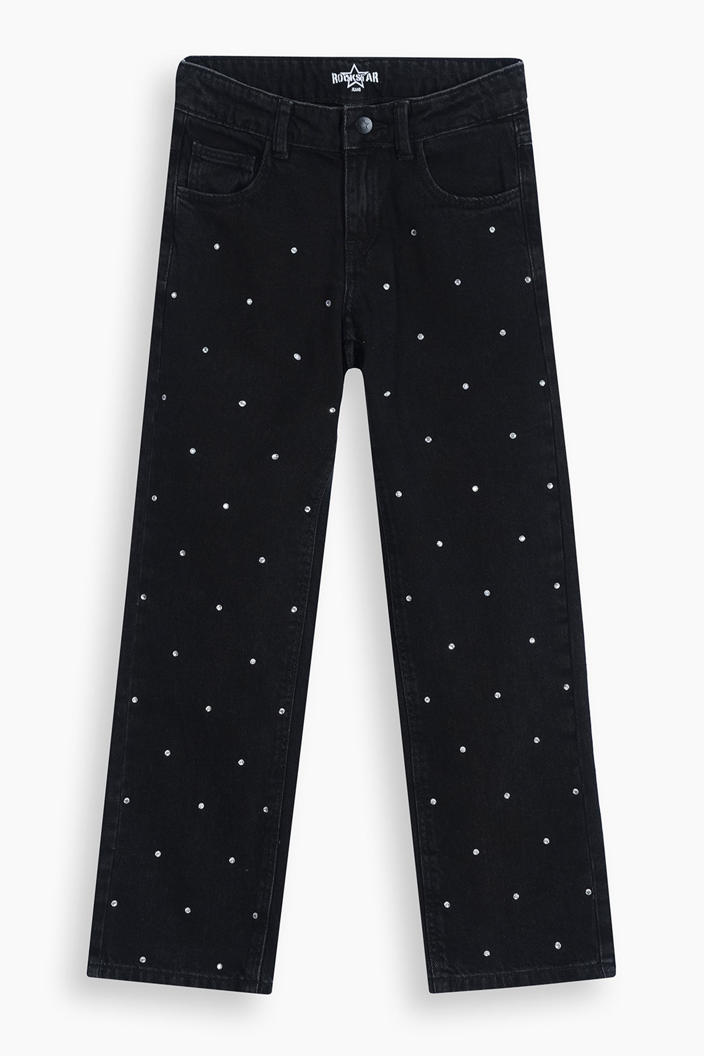 Straight Fit Rhinestones Jeans