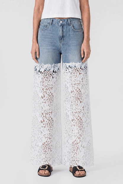 Wide Leg Lace Jeans