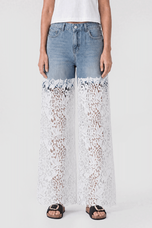 Wide Leg Lace Jeans