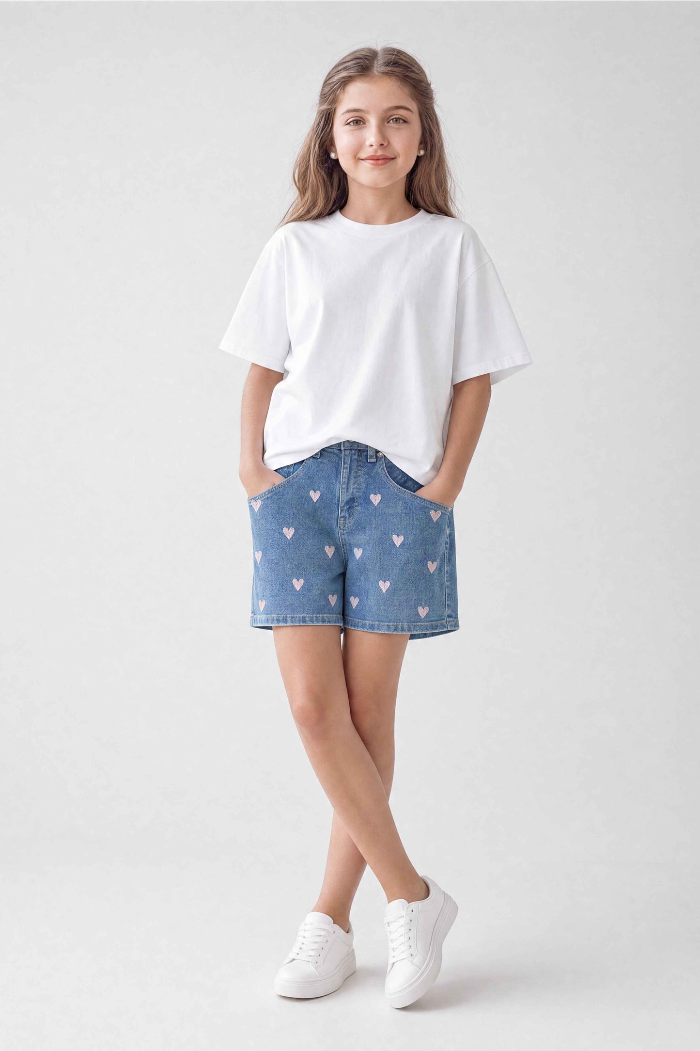 Heart Embroidery Shorts