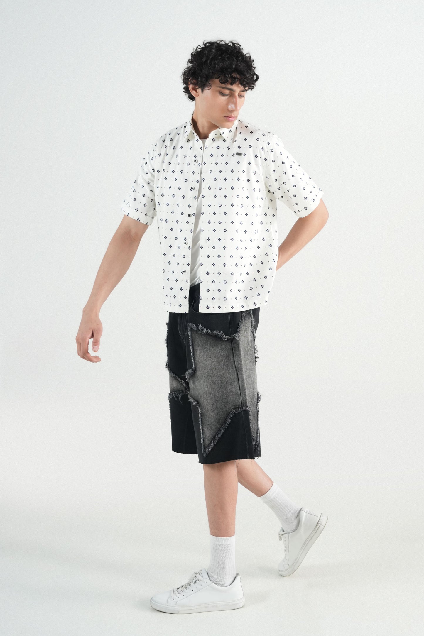 Hawaiian White  Printed Shirt