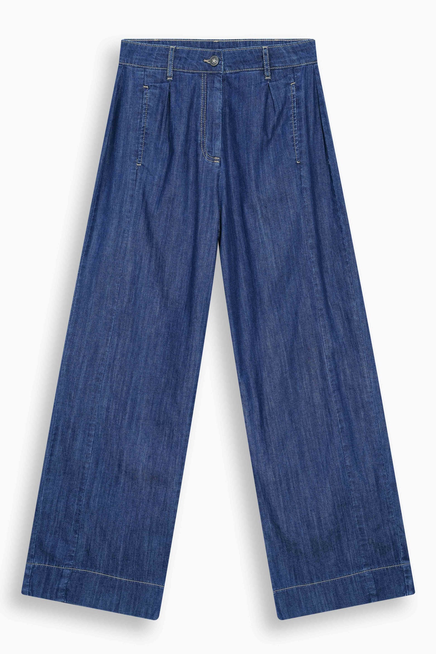 Mid Rise Wide Leg Jeans With Darts
