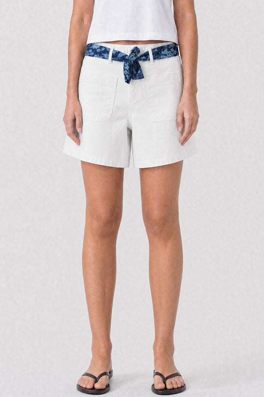 Stretch Patch Pocket Shorts White