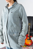 Striped Long Denim Coat