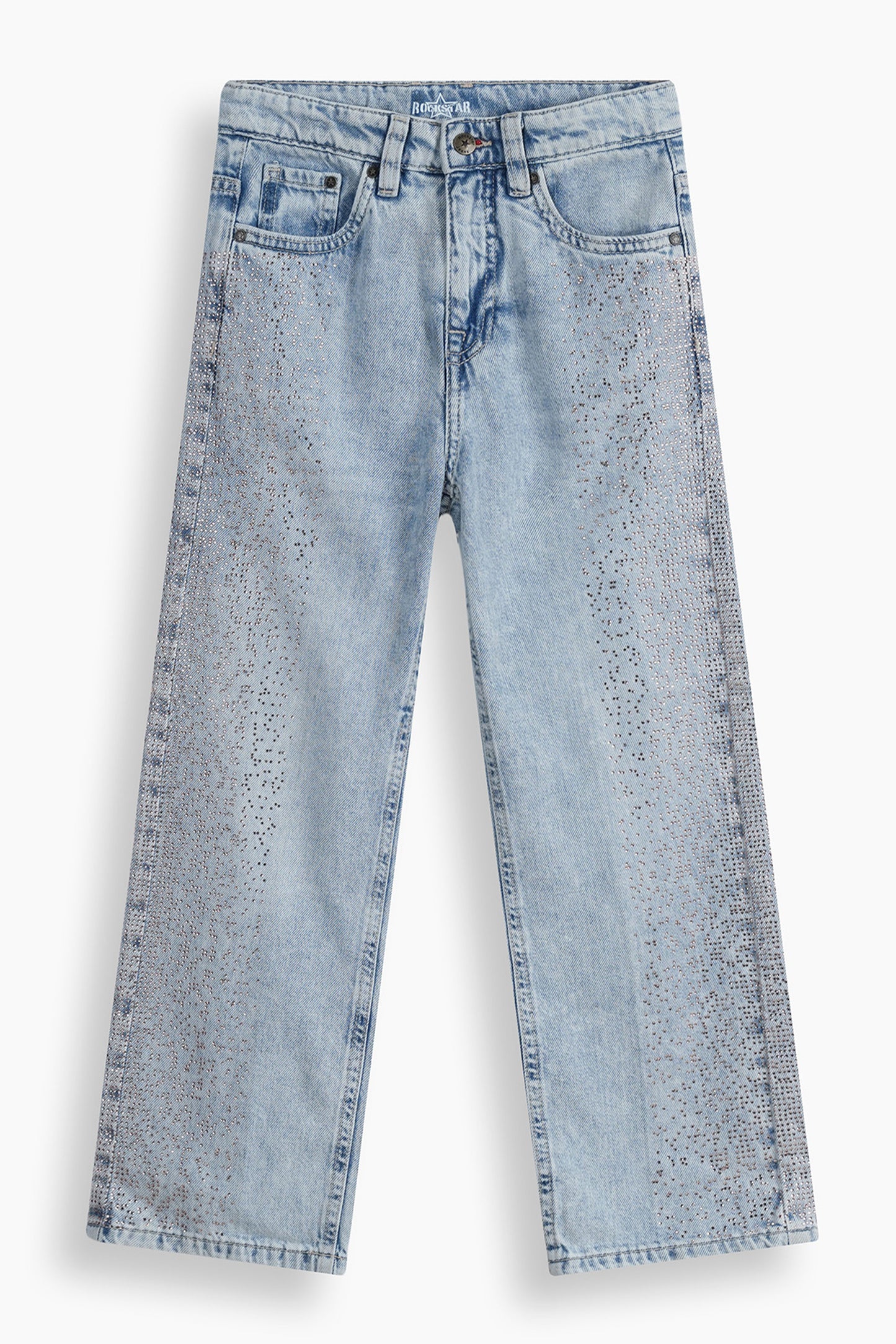 Wide Leg Peach Rhinestones Jeans