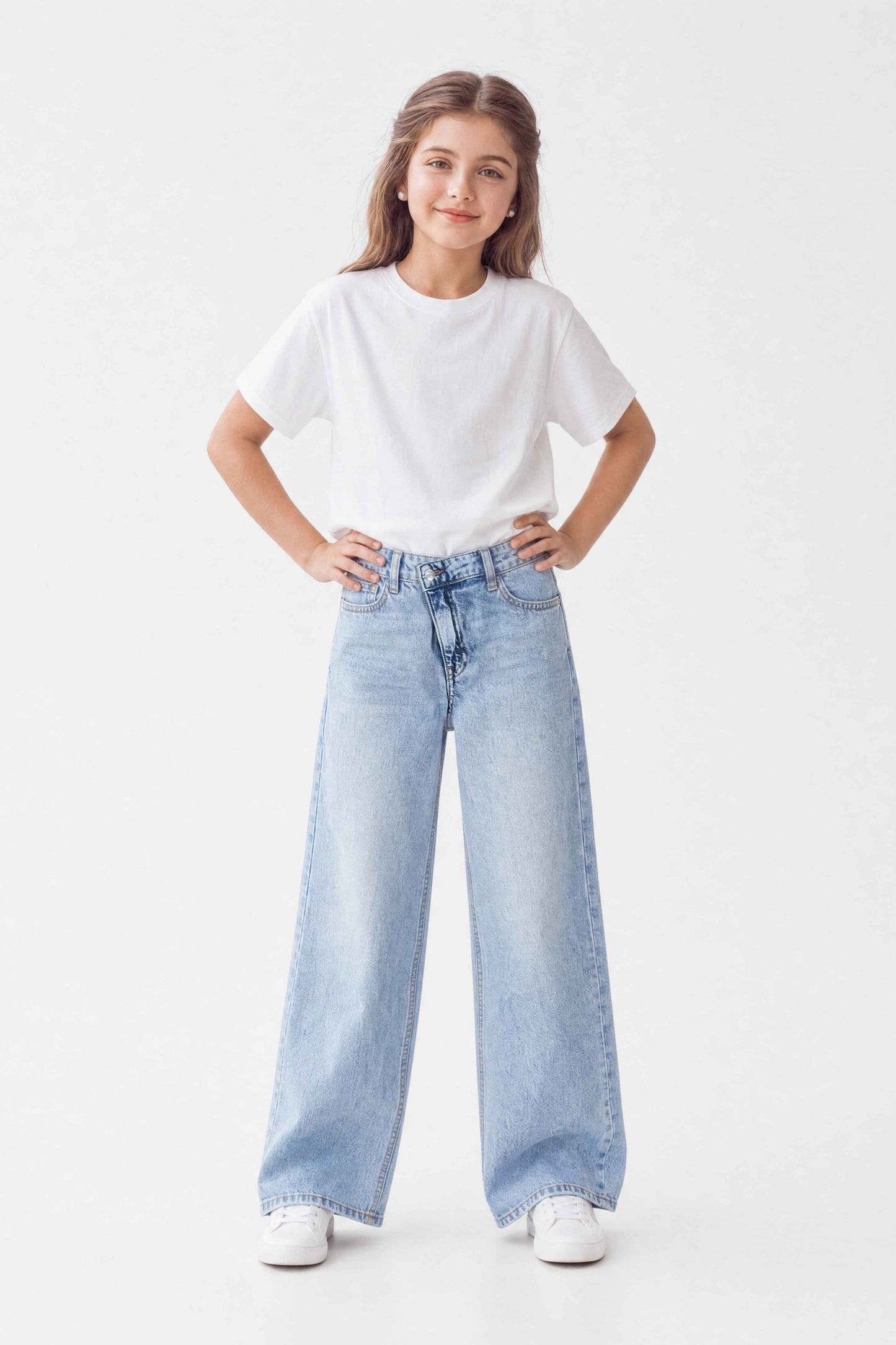 Wide Leg Cross Belt Jeans