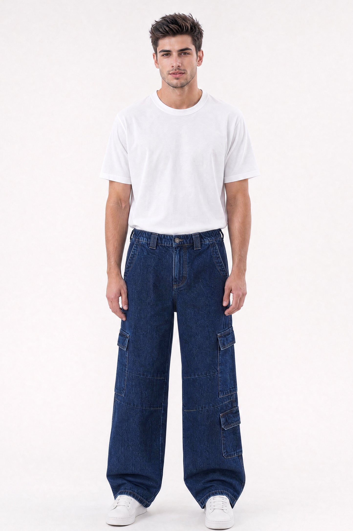 Baggy Fit Cargo Jeans Dark Blue
