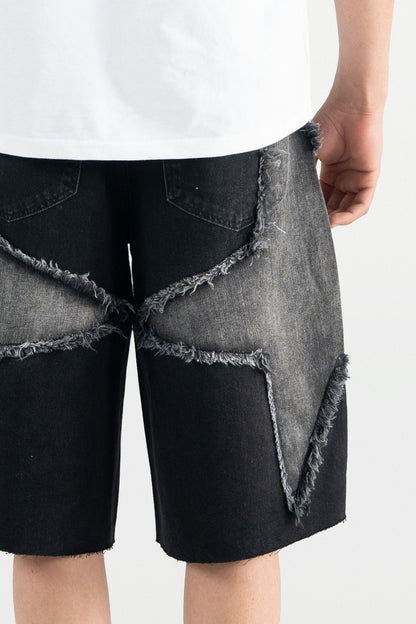 Star Patched Washed Jorts
