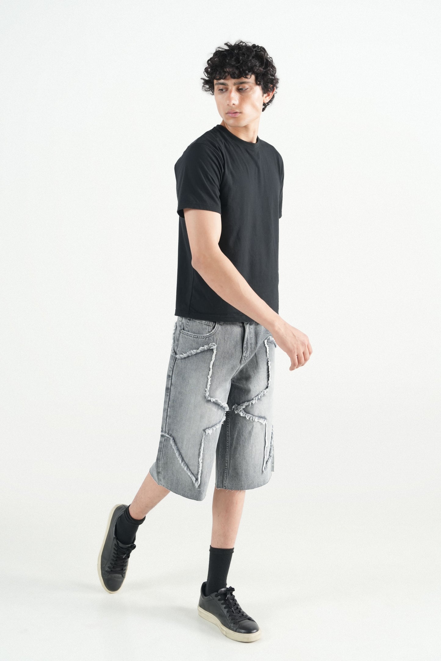 Star Patch Jorts Light Grey