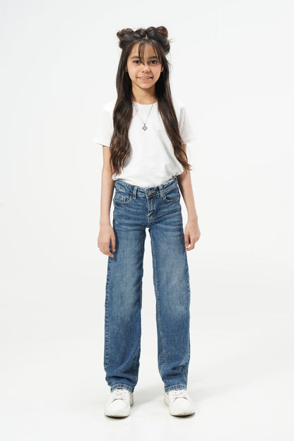 Stonewash Straight Jeans
