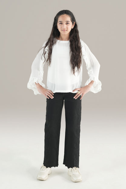 Black Lace Embroided Pant