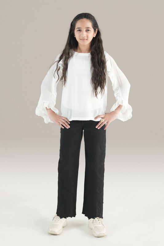 Black Lace Embroided Pant