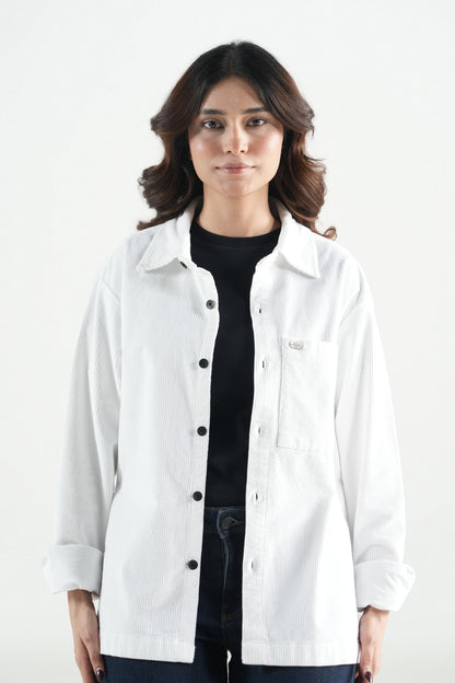 Oversized White Corduroy Shirt