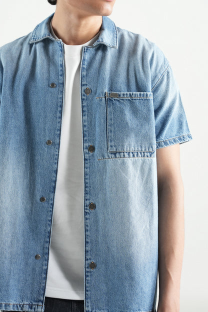 Light Blue Button Down Over size Shirts