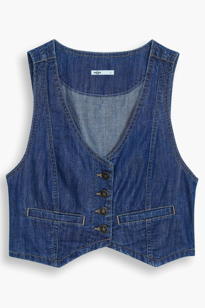 Lightweight Denim Limited Vest  Dark Blue