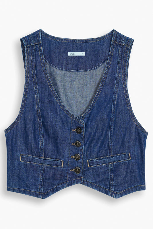 Lightweight Denim Limited Vest  Dark Blue
