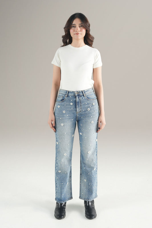 Pearl Blossom Denim Jeans