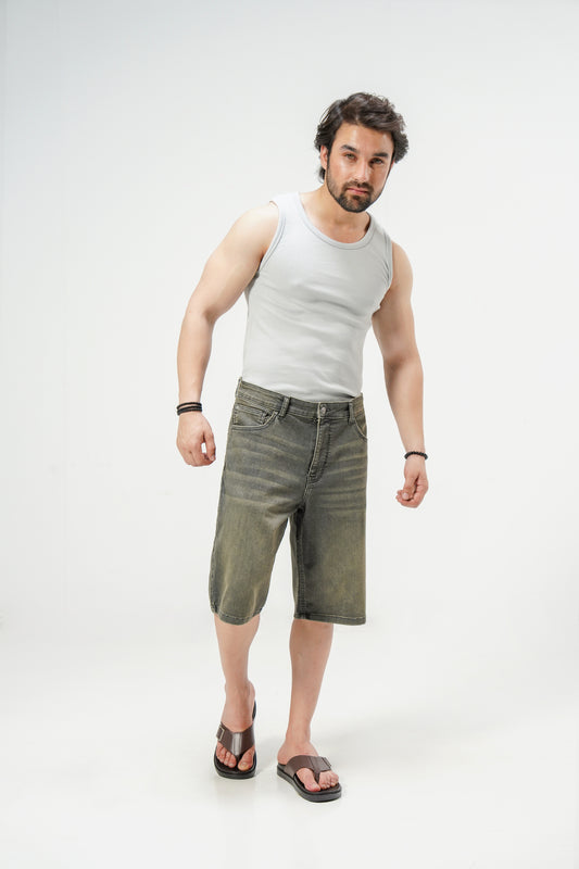 Brown Tinted Denim Jorts shop at Rockstar Jeans