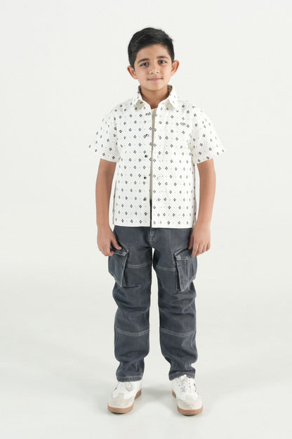 Hawaiian Mini Print White Shirt