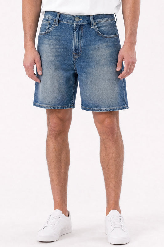 Baggy Fit Denim Short Dark Blue