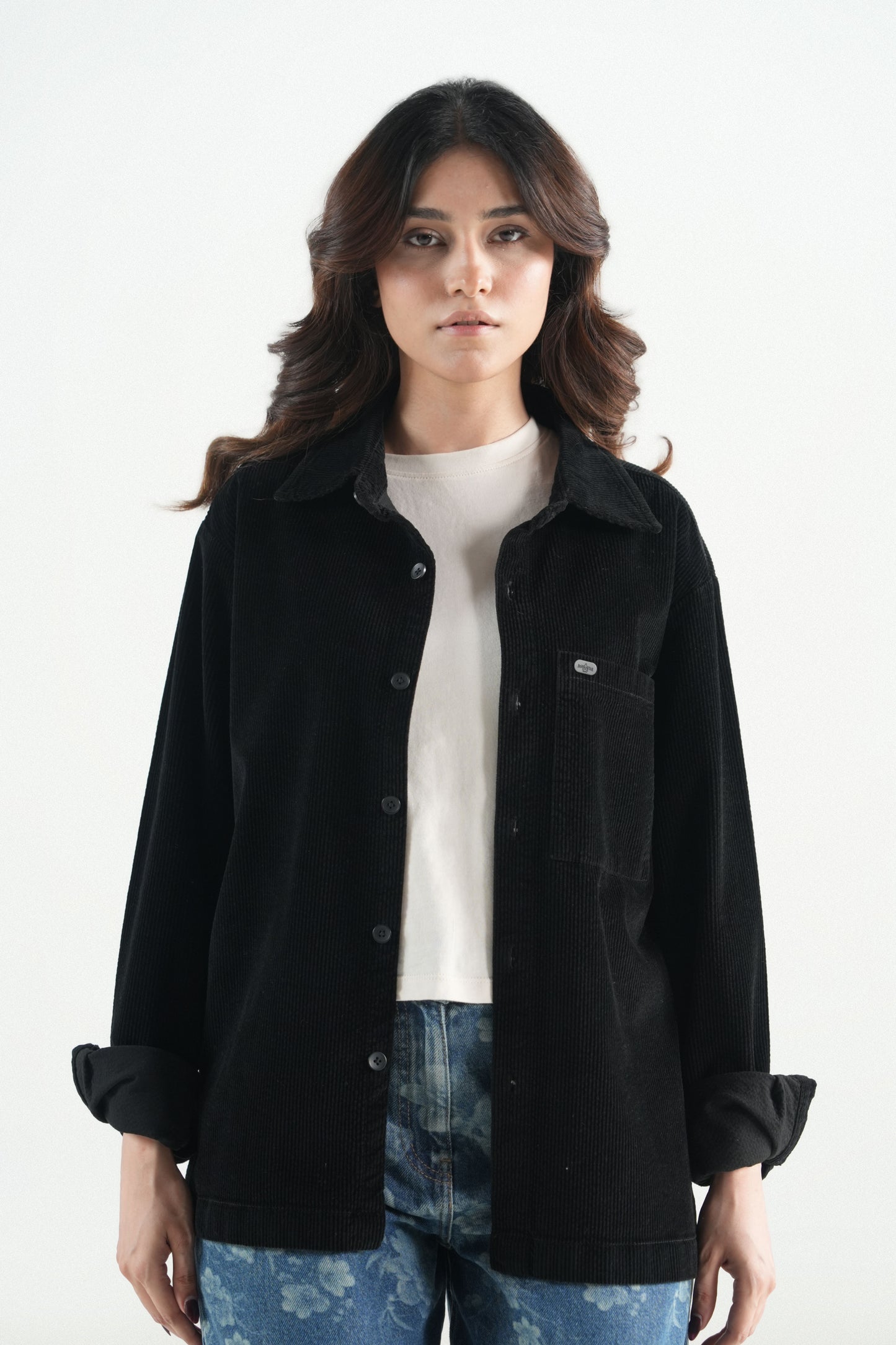 Oversized Black Corduroy Shirt