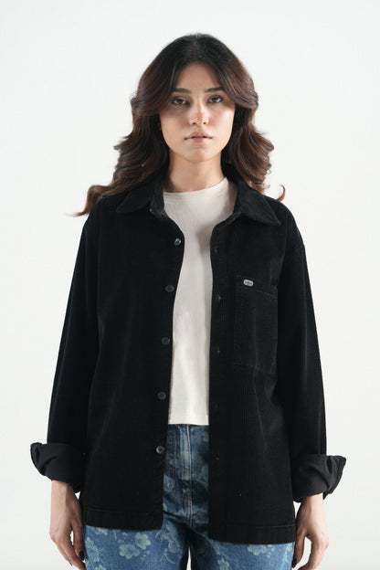 Oversized Black Corduroy Shirt