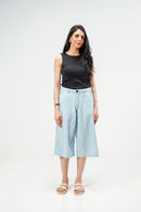 Light Blue Baggy Linen Capri