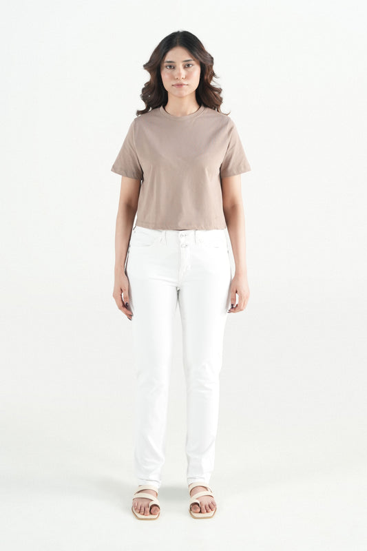 Essential White Stretch Slim fit Pant